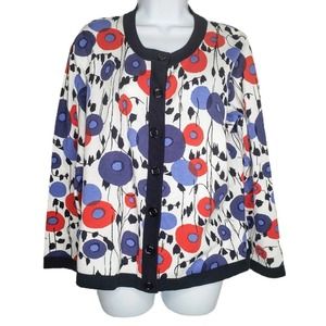 Talbots Floral Button Front Cardigan Sweater 1X